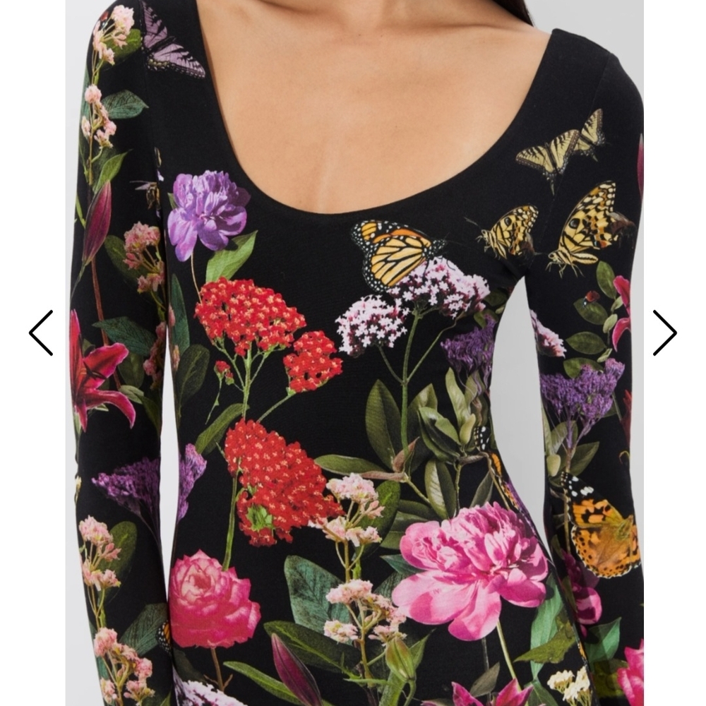 Alice + Olivia Delora Scoopneck Midi Dress 2 - Picture 2 of 8